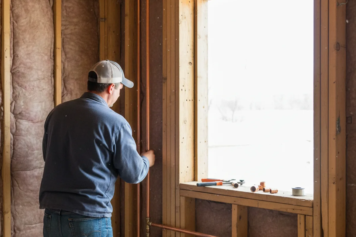Licensed plumber running new copper supply lines in a Young America home
