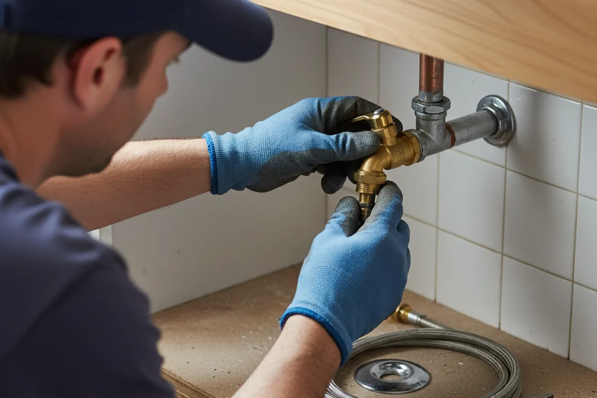 Shutoff valve and fitting work during Emergency Plumbing in Young America